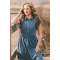 Woman's Pastoral Button front Elegant Freedom Girls Pleat Plaid Dress Ladies Midi Dress