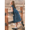 Woman's Pastoral Button front Elegant Freedom Girls Pleat Plaid Dress Ladies Midi Dress