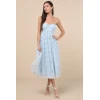 Elegant Bandeau Neckline Sleeveless Ruffle Tight Waist Floral Embroidered  Dress