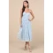 Elegant Bandeau Neckline Sleeveless Ruffle Tight Waist Floral Embroidered  Dress