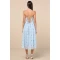 Elegant Bandeau Neckline Sleeveless Ruffle Tight Waist Floral Embroidered  Dress