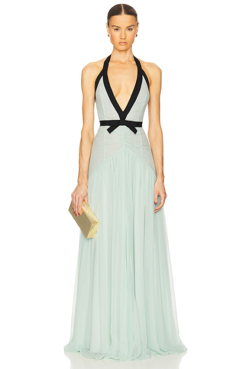 2025 New Design High quality Woman's Halter Deep V neckline Backless Sleeveless Woman's Long Dress