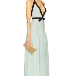 2025 New Design High quality Woman's Halter Deep V neckline Backless Sleeveless Woman's Long Dress