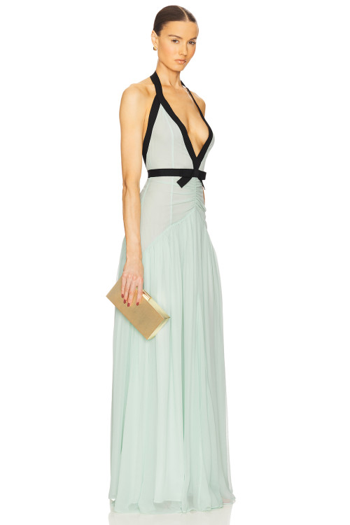 2025 New Design High quality Woman's Halter Deep V neckline Backless Sleeveless Woman's Long Dress