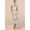 Elegant Sweetheart Neckline Sleeveless Open Back Tight Waist Floral Print Tiered Skirt
