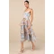 Elegant Sweetheart Neckline Sleeveless Open Back Tight Waist Floral Print Tiered Skirt