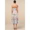 Elegant Sweetheart Neckline Sleeveless Open Back Tight Waist Floral Print Tiered Skirt