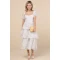 Elegant Square Neckline Puff Sleeve Ruffle Tight Waist Floral Embroidered Tiered Skirt