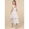 Elegant Square Neckline Puff Sleeve Ruffle Tight Waist Floral Embroidered Tiered Skirt