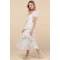 Elegant Square Neckline Puff Sleeve Ruffle Tight Waist Floral Embroidered Tiered Skirt