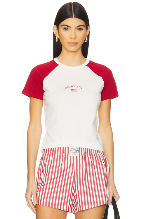 2025 New Design Baseball style T-shirt Bodycon Mini length Round neckline Woman's Top