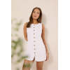 Casual Elegant Square neckline Sleeveless Button front Belt back Trims Ladies Mini Dress