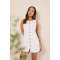 Casual Elegant Square neckline Sleeveless Button front Belt back Trims Ladies Mini Dress