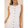 Casual Elegant Square neckline Sleeveless Button front Belt back Trims Ladies Mini Dress