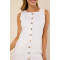 Casual Elegant Square neckline Sleeveless Button front Belt back Trims Ladies Mini Dress