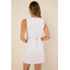 Casual Elegant Square neckline Sleeveless Button front Belt back Trims Ladies Mini Dress
