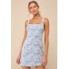 Fashion  Elegant Square Neckline Sleeveless Backless Floral Embroidered Casual Dress