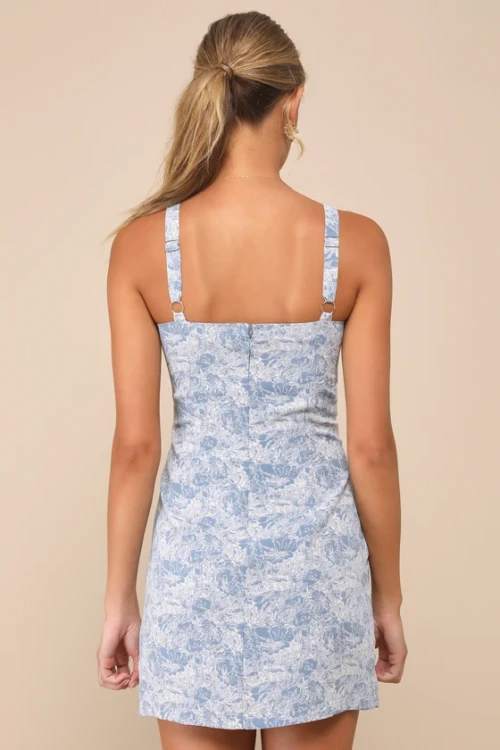 Fashion  Elegant Square Neckline Sleeveless Backless Floral Embroidered Casual Dress