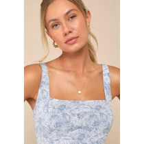 Fashion  Elegant Square Neckline Sleeveless Backless Floral Embroidered Casual Dress