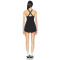 Mid Weight Jersey Fabric Cross Back Design Figure Flattering Slimming Black Halter Style Pleated Dress