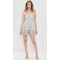 Mini length Stripe and Floral print Camisoel Square neckline Tiered ruffle hem Woman's Dress