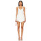 Sexy White Halter Neck Tie Back Dress Lace Paneling Ruffled Hem Mini Dress