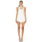 Sexy White Halter Neck Tie Back Dress Lace Paneling Ruffled Hem Mini Dress