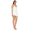 Sexy White Halter Neck Tie Back Dress Lace Paneling Ruffled Hem Mini Dress