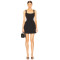 Black Square Neckline Figure Hugging Double Layer Skirt Spaghetti Straps Mini Dress