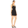 Black Square Neckline Figure Hugging Double Layer Skirt Spaghetti Straps Mini Dress