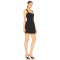 Black Square Neckline Figure Hugging Double Layer Skirt Spaghetti Straps Mini Dress