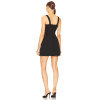 Black Square Neckline Figure Hugging Double Layer Skirt Spaghetti Straps Mini Dress
