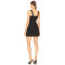 Black Square Neckline Figure Hugging Double Layer Skirt Spaghetti Straps Mini Dress