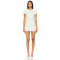 Fashionable Elegant White Tweed Round Neck Short Sleeve Buttoned Figure Hugging Mini Dress