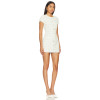 Fashionable Elegant White Tweed Round Neck Short Sleeve Buttoned Figure Hugging Mini Dress