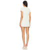 Fashionable Elegant White Tweed Round Neck Short Sleeve Buttoned Figure Hugging Mini Dress