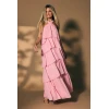 Elegant Halter Neckline Open Back Sleeveless Solid Color Tiered Skirt Casual Dress