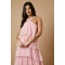 Elegant Halter Neckline Open Back Sleeveless Solid Color Tiered Skirt Casual Dress