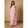 Elegant Halter Neckline Open Back Sleeveless Solid Color Tiered Skirt Casual Dress