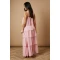 Elegant Halter Neckline Open Back Sleeveless Solid Color Tiered Skirt Casual Dress