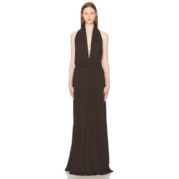 Fashionable High quality Hot sale Woman's Sleeveless Backless Halter Deep neck Backelss Maxi Dress