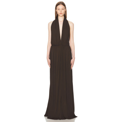 Fashionable High quality Hot sale Woman's Sleeveless Backless Halter Deep neck Backelss Maxi Dress