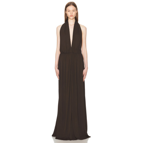 Fashionable High quality Hot sale Woman's Sleeveless Backless Halter Deep neck Backelss Maxi Dress