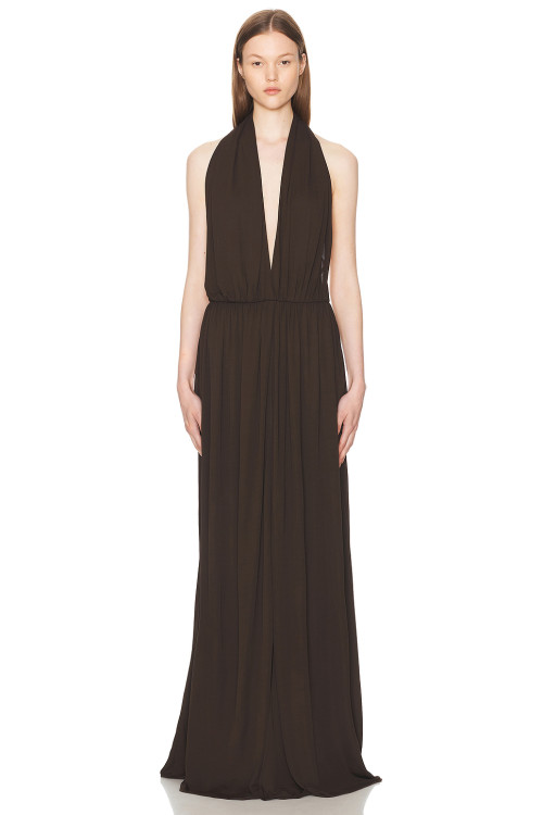Fashionable High quality Hot sale Woman's Sleeveless Backless Halter Deep neck Backelss Maxi Dress