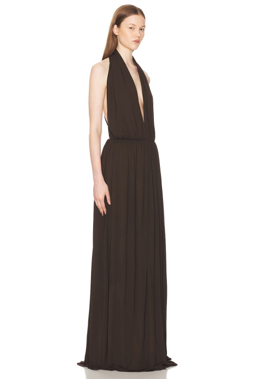 Fashionable High quality Hot sale Woman's Sleeveless Backless Halter Deep neck Backelss Maxi Dress