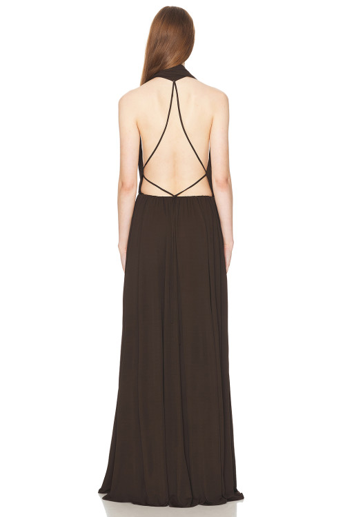 Fashionable High quality Hot sale Woman's Sleeveless Backless Halter Deep neck Backelss Maxi Dress
