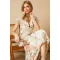 Elegant V-Neck Short Sleeve Cut Out Slim Tight Waist Floral Print Casual Dress