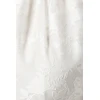 Elegant High Neckline Puff Sleeve Ruffle Tight Waist Solid Color Floral Embroidered Dress