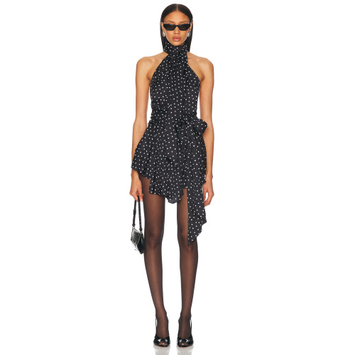 Hot Sale 2025 New Design Asymmetric Hem Halter neck Sleeveless Backless Woman's Mini Dress