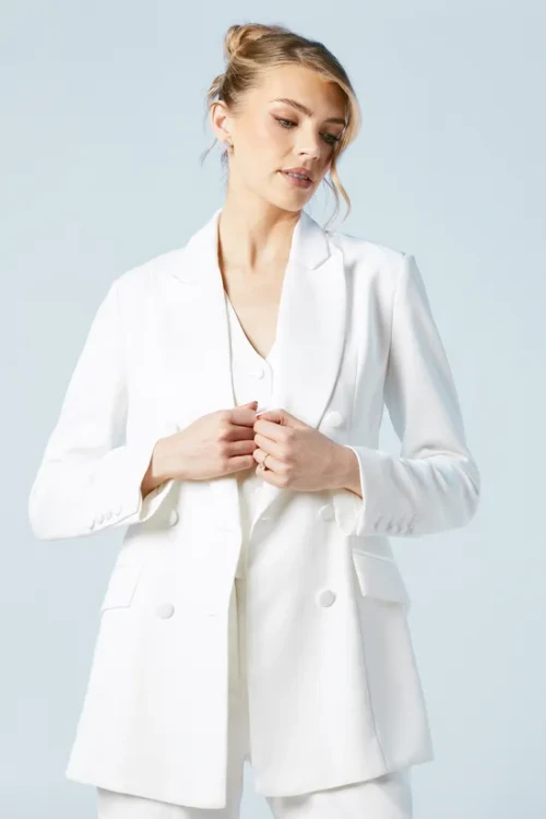 Woman's Blazer Double-breasted Hourglass silhouette Solid Color Formal Blazer